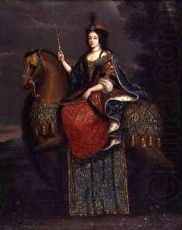 Portrait of Queen Marie Casimire in coronation robes on horseback., unknow artist